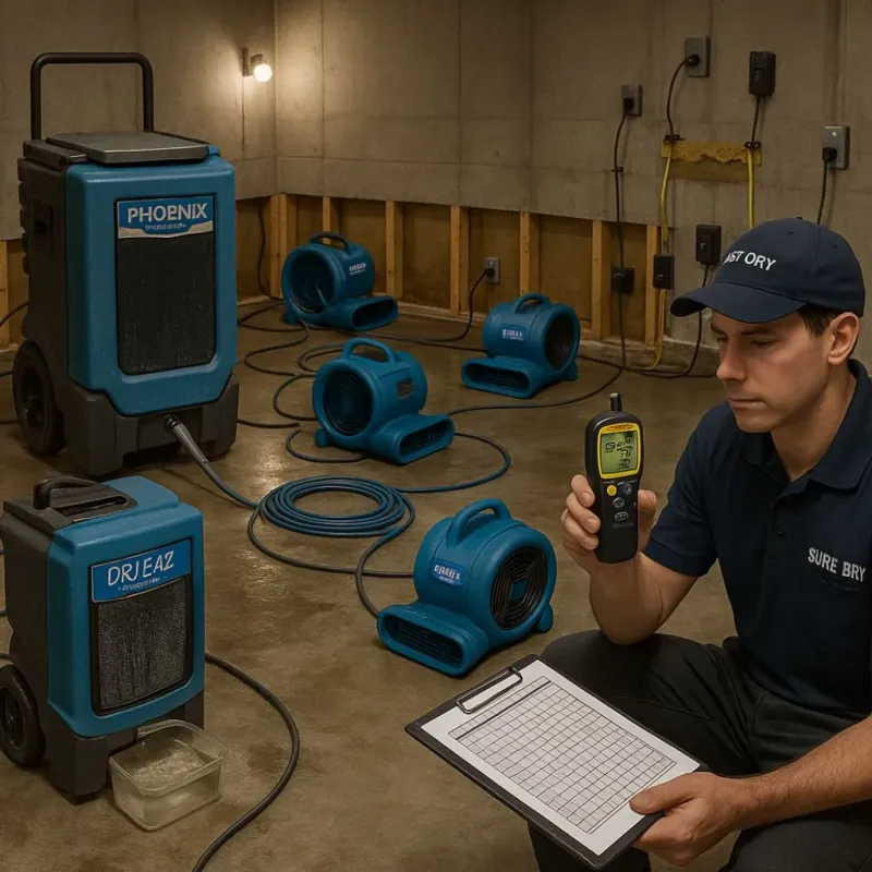 Structural Drying and Dehumidification process in Deville, LA